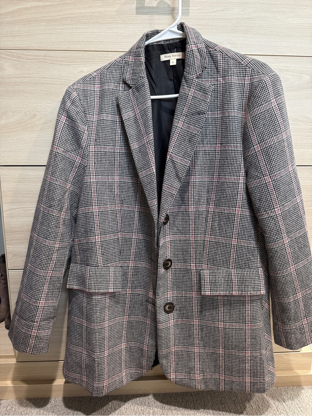 Shop Stevie Gray Glen Plaid Blazer with Pink Windowpane Accents